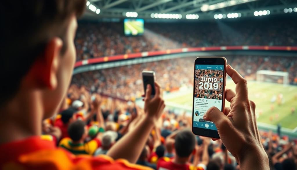 Fans tag their team during the FIFA World Cup